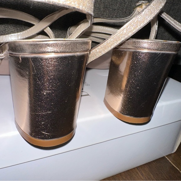 DAVID'S BRIDAL - Metallic Block Heel Sandals with Glitter Straps - Picture 10 of 13